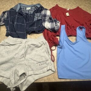 Teen closet clean out AE, Hollister, Aerie Gray Shorts and Mixed Tops Set